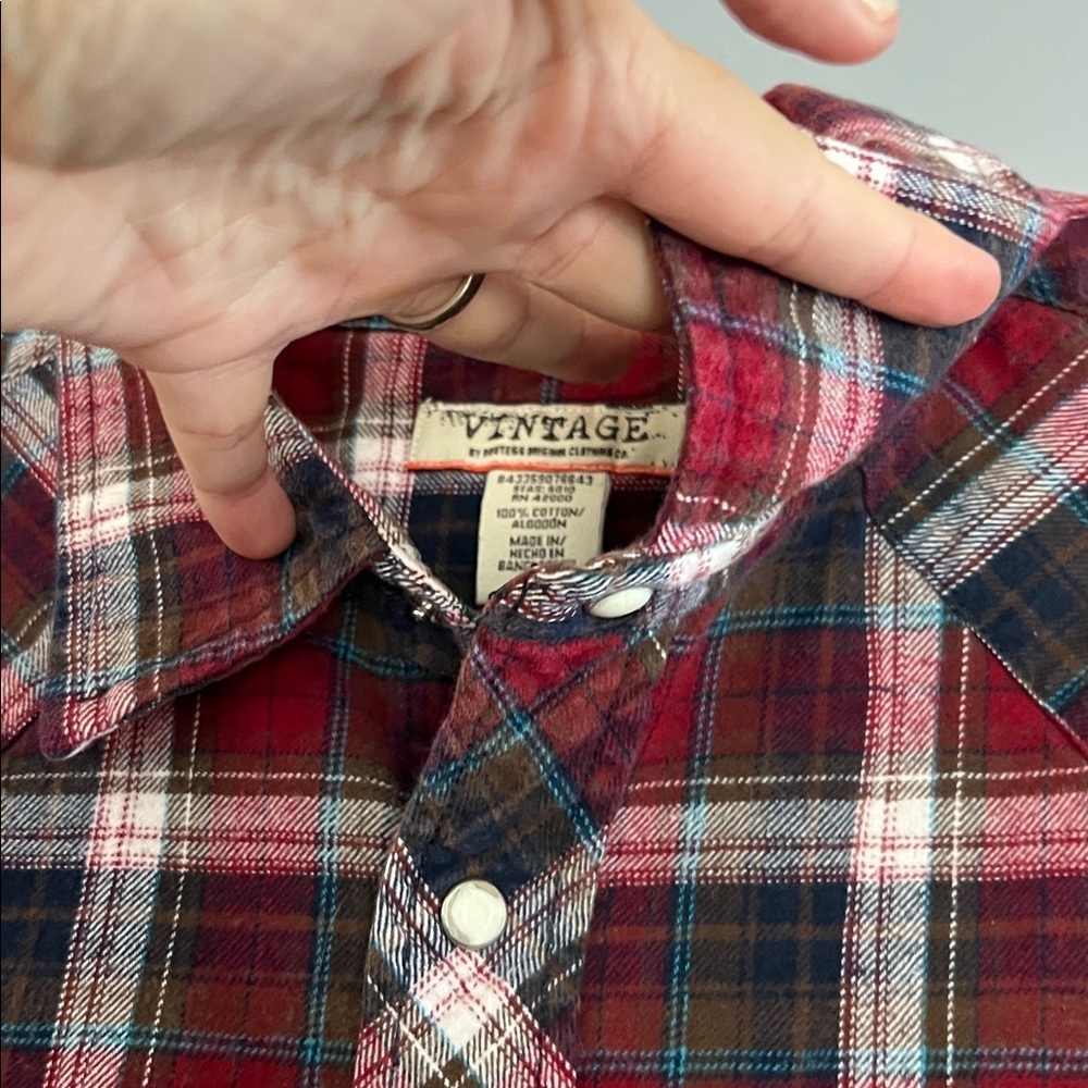 Vintage by Routegg Original Clothing Co Men's Multicolor Plaid Snap Button Shirt - Picture 7 of 9